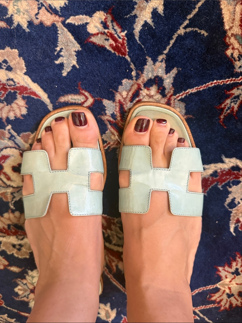 Hermes light blue oran sandals 36.5
